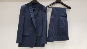 3 X BRAND NEW LUTWYCHE HAND TAILORED DARK BLUE PATTERNED SUITS SIZE 42L AND 44R (PLEASE NOTE SUITS ARE NOT FULLY TAILORED)