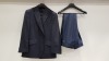 3 X BRAND NEW LUTWYCHE HAND TAILORED DARK BLUE PATTERNED SUITS SIZE 45S AND 40R (PLEASE NOTE SUITS ARE NOT FULLY TAILORED)