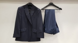 3 X BRAND NEW LUTWYCHE HAND TAILORED DARK BLUE PATTERNED SUITS SIZE 42R AND 36R (PLEASE NOTE SUITS ARE NOT FULLY TAILORED)
