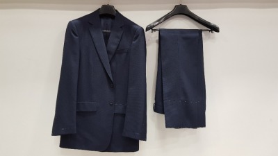 3 X BRAND NEW LUTWYCHE HAND TAILORED DARK BLUE PATTERNED AND PLAIN SUITS SIZE 42R AND 46R (PLEASE NOTE SUITS ARE NOT FULLY TAILORED)