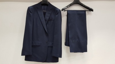 3 X BRAND NEW LUTWYCHE HAND TAILORED DARK BLUE PATTERNED AND PLAIN SUITS SIZE 42R AND 41R (PLEASE NOTE SUITS ARE NOT FULLY TAILORED)