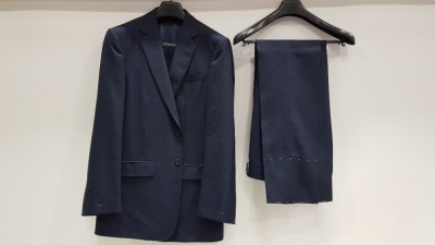 3 X BRAND NEW LUTWYCHE HAND TAILORED DARK BLUE PATTERNED SUITS SIZE 40R AND 44R (PLEASE NOTE SUITS ARE NOT FULLY TAILORED)