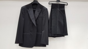 3 X BRAND NEW LUTWYCHE HAND TAILORED BLACK PLAIN SUITS SIZE 4OL AND 42L (PLEASE NOTE SUITS ARE NOT FULLY TAILORED)