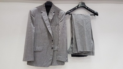 3 X BRAND NEW LUTWYCHE HAND TAILORED LIGHT GREY PATTERNED SUITS SIZE 40S AND 44R (PLEASE NOTE SUITS ARE NOT FULLY TAILORED)