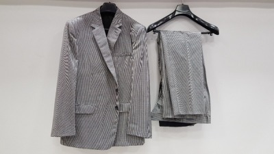 3 X BRAND NEW LUTWYCHE HAND TAILORED LIGHT GREY PATTERNED SUITS SIZE 44L 40L AND 46R (PLEASE NOTE SUITS ARE NOT FULLY TAILORED)