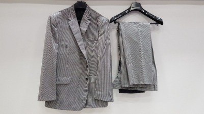 3 X BRAND NEW LUTWYCHE HAND TAILORED LIGHT GREY PATTERNED SUITS SIZE 38L AND 42R (PLEASE NOTE SUITS ARE NOT FULLY TAILORED)