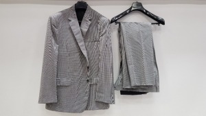 3 X BRAND NEW LUTWYCHE HAND TAILORED LIGHT GREY PATTERNED SUITS SIZE 40R, 50R AND 38S (PLEASE NOTE SUITS ARE NOT FULLY TAILORED)