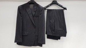 3 X BRAND NEW LUTWYCHE HAND TAILORED CHARCOAL PIN STRIPED SUITS IN SIZES UK 44R AND 46R (PLEASE NOTE SUITS ARE NOT FULLY TAILORED)