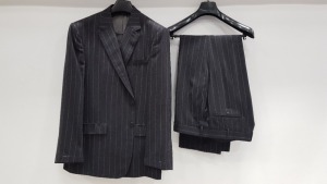3 X BRAND NEW LUTWYCHE HAND TAILORED CHARCOAL PIN STRIPED SUITS IN SIZES UK 40S, 42S AND 42L (PLEASE NOTE SUITS ARE NOT FULLY TAILORED)