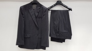 3 X BRAND NEW LUTWYCHE HAND TAILORED CHARCOAL PIN STRIPED SUITS IN SIZES UK 44S, 44L AND 54L (PLEASE NOTE SUITS ARE NOT FULLY TAILORED)