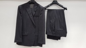 3 X BRAND NEW LUTWYCHE HAND TAILORED CHARCOAL PIN STRIPED SUITS IN SIZES UK 44R AND 46R (PLEASE NOTE SUITS ARE NOT FULLY TAILORED)