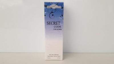 48 X BRAND NEW BOXED 100ML DESIGNER FRENCH COLLECTION SECRET CODE FOR WOMEN EAU DE PARFUM - IN ONE BOX