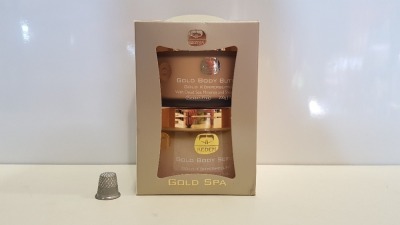 3 X BRAND NEW KEDMA GOLD SPA SET CONTAINING KEDMA 24K GOLD BODY BUTTER WITH DEAD SEA MINERALS AND SHEA BUTTER (200G) AND KEDEM 24K GOLD BODY SCRUB WITH DEAD SEA MINERALS AND NATURAL OILS (500G)