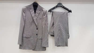 3 X BRAND NEW LUTWYCHE HAND TAILORED LIGHT GREY PATTERNED SUITS SIZE 40R AND 44R (PLEASE NOTE SUITS ARE NOT FULLY TAILORED)