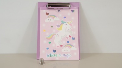 72 X 'BELIEVE IN MAGIC' UNICORN MINI CLIPBOARD & NOTEPAD - IN 6 BOXES