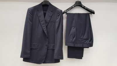 3 X BRAND NEW LUTWYCHE HAND TAILORED DARK BLUE PATTERNED SUITS SIZE 48R (PLEASE NOTE SUITS ARE NOT FULLY TAILORED)