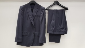 3 X BRAND NEW LUTWYCHE HAND TAILORED DARK BLUE PATTERNED AND PLAIN SUITS SIZE 40R (PLEASE NOTE SUITS ARE NOT FULLY TAILORED)
