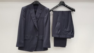 3 X BRAND NEW LUTWYCHE HAND TAILORED DARK BLUE PATTERNED AND PLAIN SUITS SIZE 44R (PLEASE NOTE SUITS ARE NOT FULLY TAILORED)