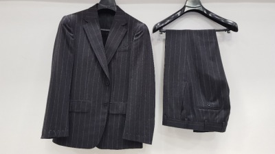 3 X BRAND NEW LUTWYCHE HAND TAILORED CHARCOAL PINSTRIPED SUITS SIZE 42R AND 48R (PLEASE NOTE SUITS ARE NOT FULLY TAILORED)