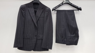 3 X BRAND NEW LUTWYCHE HAND TAILORED CHARCOAL PINSTRIPED SUITS SIZE 40R AND 40L (PLEASE NOTE SUITS ARE NOT FULLY TAILORED)