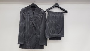 3 X BRAND NEW LUTWYCHE HAND TAILORED GREY PINSTRIPED AND CHARCOAL PINSTRIPRF SUITS SIZE 38R, 46R AND 40R (PLEASE NOTE SUITS ARE NOT FULLY TAILORED)
