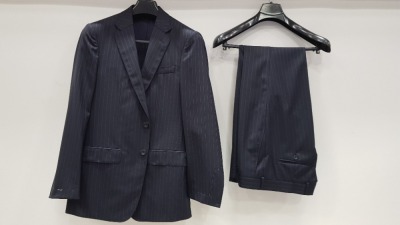 3 X BRAND NEW LUTWYCHE HAND TAILORED BLUE PINSTRIPED SUITS SIZE 40S, 44R AND 38R (PLEASE NOTE SUITS ARE NOT FULLY TAILORED)
