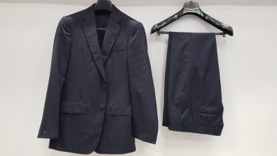 3 X BRAND NEW LUTWYCHE HAND TAILORED BLUE PINSTRIPED SUITS SIZE 44R AND 42S (PLEASE NOTE SUITS ARE NOT FULLY TAILORED)