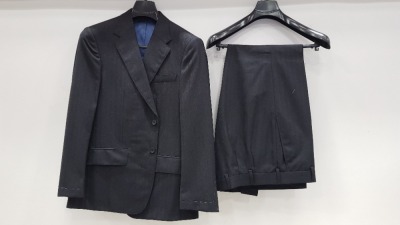 3 X BRAND NEW LUTWYCHE HAND TAILORED CHARCOAL PETTERNED SUITS SIZE 42R AND 50R (PLEASE NOTE SUITS ARE NOT FULLY TAILORED)