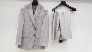 3 X BRAND NEW LUTWYCHE HAND TAILORED LIGHT GREY PATTERNED SUITS SIZE 42R AND 46R (PLEASE NOTE SUITS ARE NOT FULLY TAILORED)