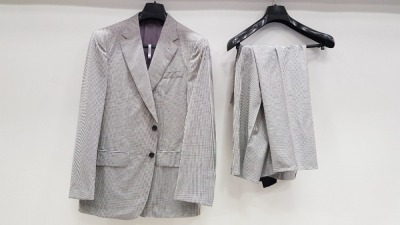 3 X BRAND NEW LUTWYCHE HAND TAILORED LIGHT GREY CHEQUERED SUITS SIZE 46R (PLEASE NOTE SUITS ARE NOT FULLY TAILORED)