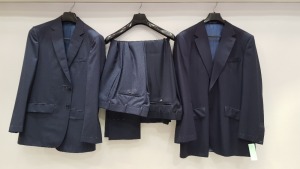 3 X BRAND NEW LUTWYCHE HAND TAILORED SUTS IN VARIOIS SHADED OF BLUE SIZE 44R AND 48R (PLEASE NOTE SUITS ARE NOT FULLY TAILORED)