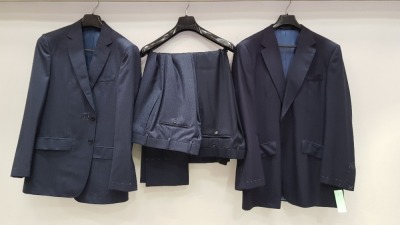 3 X BRAND NEW LUTWYCHE HAND TAILORED SUTS IN VARIOIS SHADED OF BLUE (ONLY ONE SIZE STATED - 42R) (PLEASE NOTE SUITS ARE NOT FULLY TAILORED)