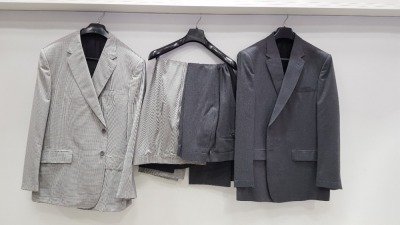 3 X BRAND NEW LUTWYCHE HAND TAILORED SUTS IN VARIOIS SHADED OF GREY SIZE 50R AND 42L (PLEASE NOTE SUITS ARE NOT FULLY TAILORED)