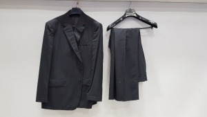 3 X BRAND NEW LUTWYCHE HAND TAILORED SUTS IN VARIOIS SHADED OF BLACK SIZE 38R AND 50R (PLEASE NOTE SUITS ARE NOT FULLY TAILORED)