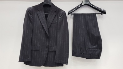 3 X BRAND NEW LUTWYCHE HAND TAILORED CHARCOAL PINSTRIPED SUITS SIZE 46R 44R (PLEASE NOTE SUITS ARE NOT FULLY TAILORED)