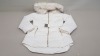 8 X BRAND NEW MISS SELFRIDGE WHITE FAUX FUR HOODED JACKETS UK SIZE 10 AND 14 RRP £85.00 (TOTAL RRP £680.00)