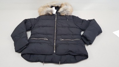 12 X BRAND NEW TOPSHOP FAUX FUR HOODED PUFFER JACKETS IN BLACK UK SIZE 12 RRP £65.00 (TOTAL RRP £780.00) IN 3 BOXES