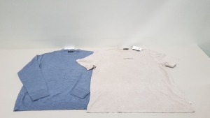 13 PIECE MIXED BURTON MENSWEAR CLOTHING LOT CONTAINING BLUE KNITTED JUMPER SIZE XXL RRP £25.00 AND BURTON PRINTED T SHIRTS SIZE XXL RRP £16.00