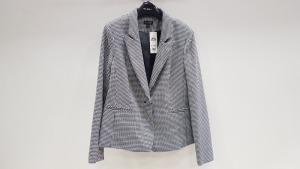 6 X BRAND NEW MISS SELFRIDGES WHITE AND BLACK PATTERNED BLAZERS IN SIZE UK 6,8,10 AND 12 RRP-£45.00 TOTAL RRP- £270.00