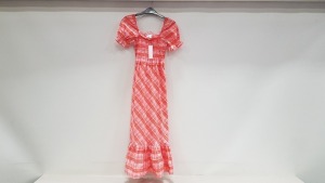 20 X BRAND NEW TOPSHOP LONG PINK PATTERNED DRESSES IN VARIOUS SIZES