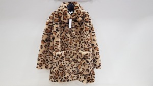 11 X BRAND NEW TOPSHOP LEOPARD STYLED FAUX FUR JACKETS IN VARIOUS SIZES