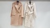 11 X BRAND NEW TOPSHOP BUTTONED OVERCOATS IN CREAM AND BROWN UK SIZE 4 AND 6