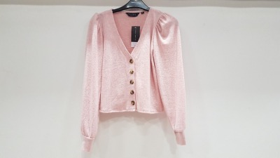 20 X BRAND NEW DOROTHY PERKINS LIGHT PINK BUTTONED CARDIGANS IN VARIOUS SIZES RRP-£19.99 TOTAL RRP-£399.80