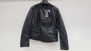 20 X BRAND NEW ONLY CLOTHING BLACK BIKER LEATHER STYLED NOOSE JACKETS SIZE 8