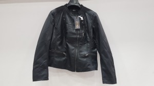 20 X BRAND NEW ONLY CLOTHING BLACK BIKER LEATHER STYLED NOOSE JACKETS SIZE 10