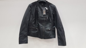 20 X BRAND NEW ONLY CLOTHING BLACK BIKER LEATHER STYLED NOOSE JACKETS SIZE 12