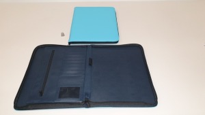 60 X AQUA BLUE A4 STATIONERY CARRY CASES - ZIP UP - IN 3 CARTONS