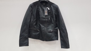 20 X BRAND NEW ONLY CLOTHING BLACK BIKER LEATHER STYLED NOOSE JACKETS SIZE 12 AND 10