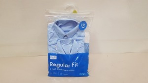 110 X BRAND NEW F&F REGULAR FIT 2 PACK OF SHORT SLEEVED SHIRTS IN BLUE AGE 4-5 YEARS
