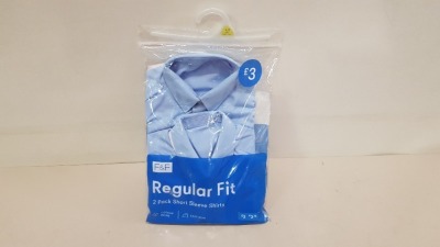 100 X BRAND NEW F&F REGULAR FIT 2 PACK OF SHORT SLEEVED SHIRTS IN BLUE AGE 4-5 YEARS